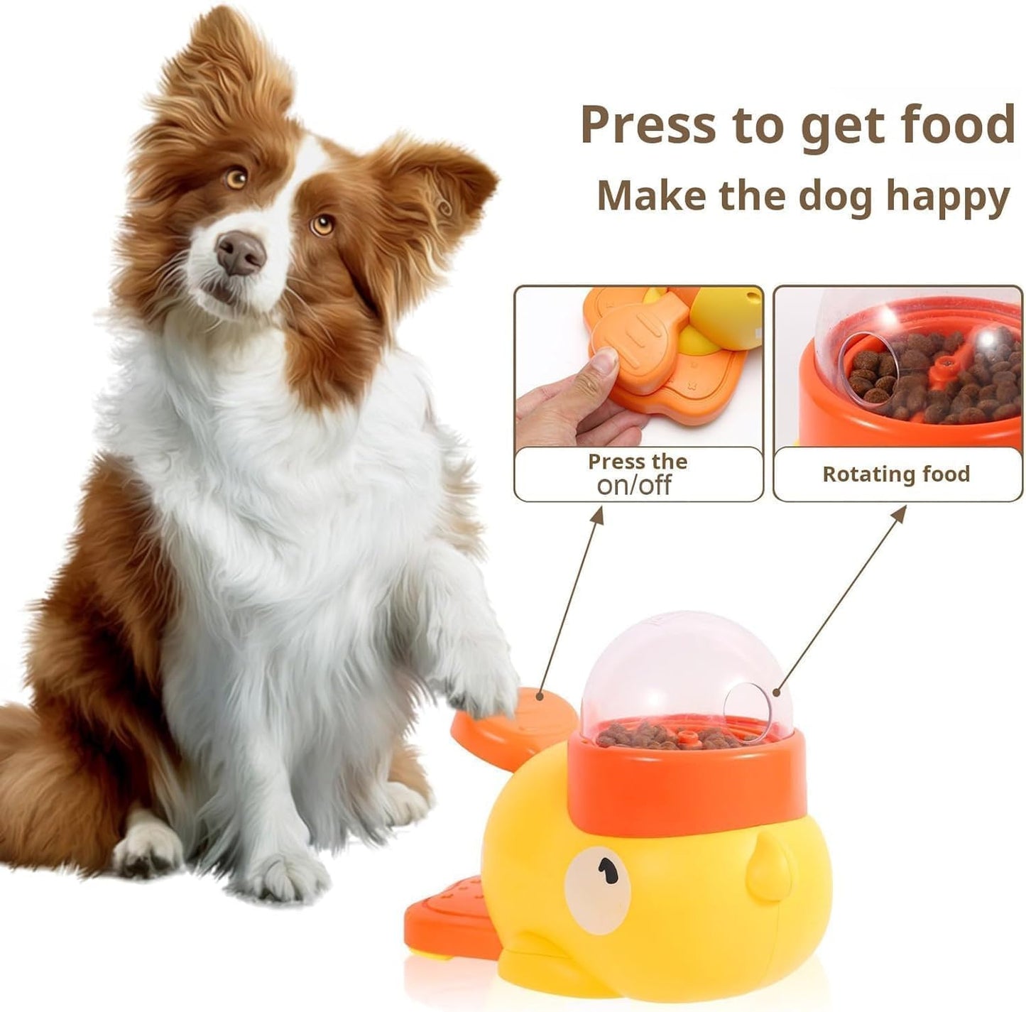 Small Cat Toy Dog Interactive Treat Dispenser Toy, Food Puzzle Slow Feeder for Small and Medium Dogs (Yellow)