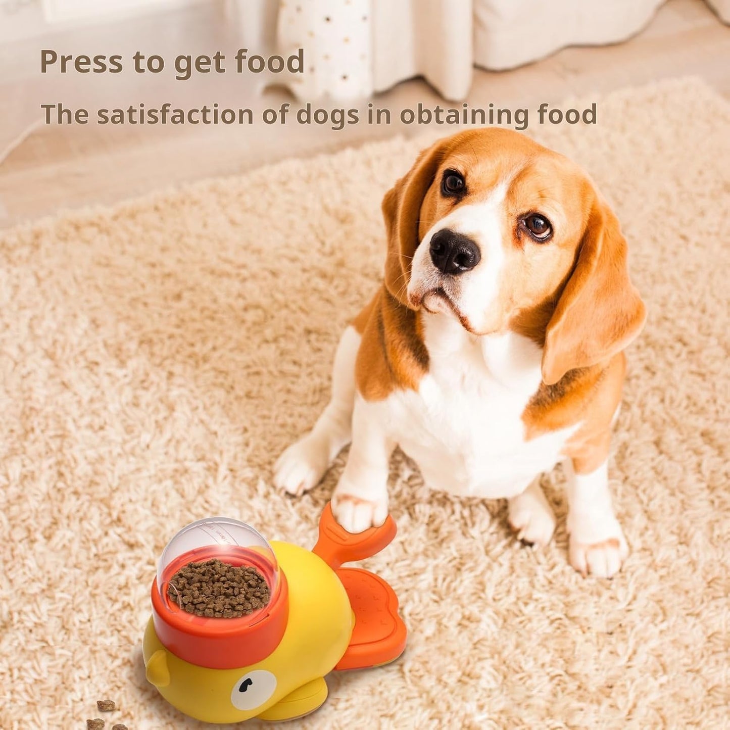 Small Cat Toy Dog Interactive Treat Dispenser Toy, Food Puzzle Slow Feeder for Small and Medium Dogs (Yellow)