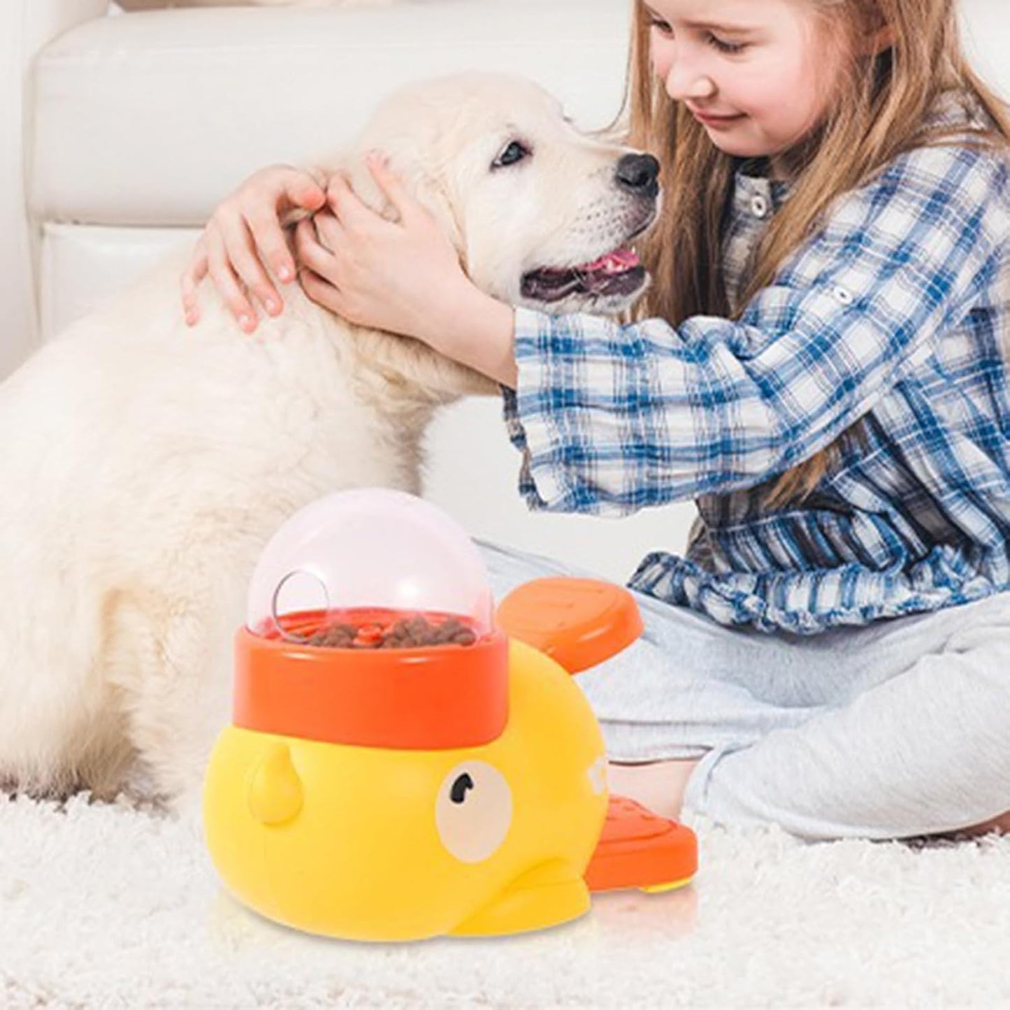 Small Cat Toy Dog Interactive Treat Dispenser Toy, Food Puzzle Slow Feeder for Small and Medium Dogs (Yellow)