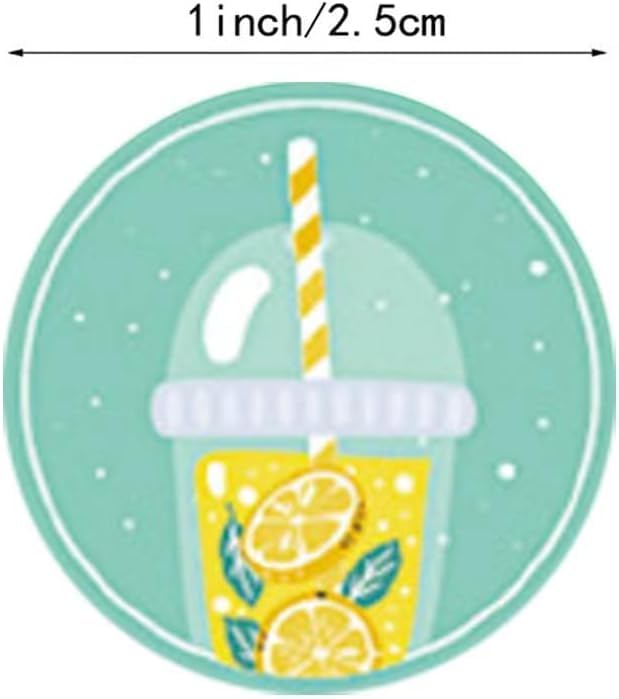 500Pcs 1 Inch Lemon Stickers Roll for Envelope Seals 8 Different Design Sticker for Business Kids Card Candy Cookie Bag Gift Party, Envelope Seals, Labels and Stickers