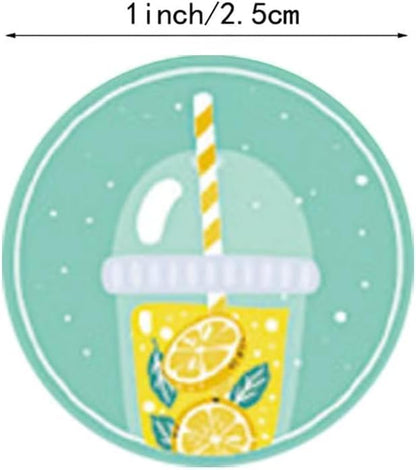 500Pcs 1 Inch Lemon Stickers Roll for Envelope Seals 8 Different Design Sticker for Business Kids Card Candy Cookie Bag Gift Party, Envelope Seals, Labels and Stickers