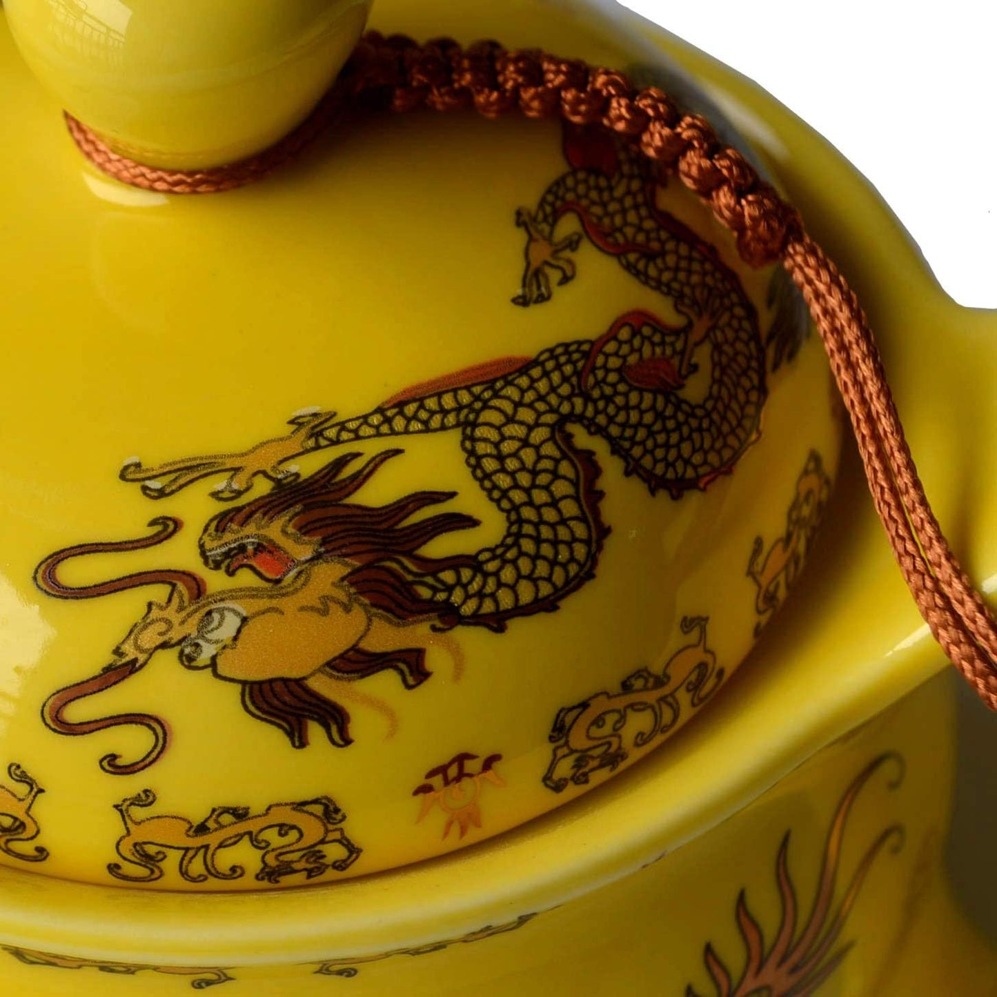 Teapot China Yellow Porcelain 12oz Dragon Stainless Steel Filtration Infuser Loose Tea (Emperor Yellow)