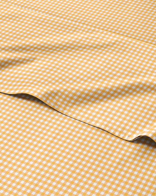 Yellow Gingham Sheets - 1 Flat & 1 Fitted Sheet & 2 Pillowcases w/ Deep Pockets - Grid, Plaid, Checkered Pattern Bed Set - Comfy, Wrinkle & Fade Resistant - Ultra-Soft, Breathable & Cooling -King Size