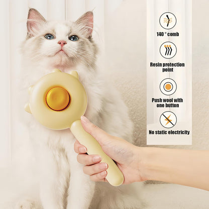 Pet Grooming Brush for Cats and Dogs,Cat Accessories Kit Cat Brush With Release Button&Professional Cat Nail Clipper For Pet Hair Cleaner And Claw Care (Yellow brush and nail clippers)