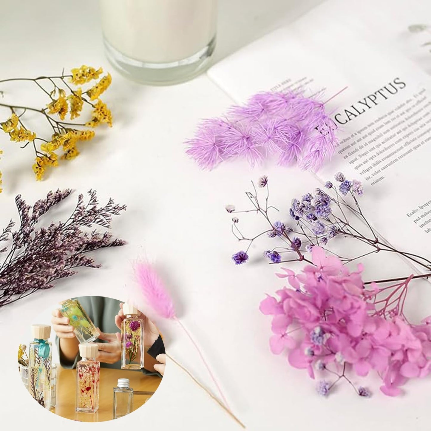 Real Dried Flowers, Natural Dry Flowers,Mixed Natural Pressed Dried Flowers,Real Dry Florals for Resin Crafts, Candle Making, DIY Art Projects (Orange)