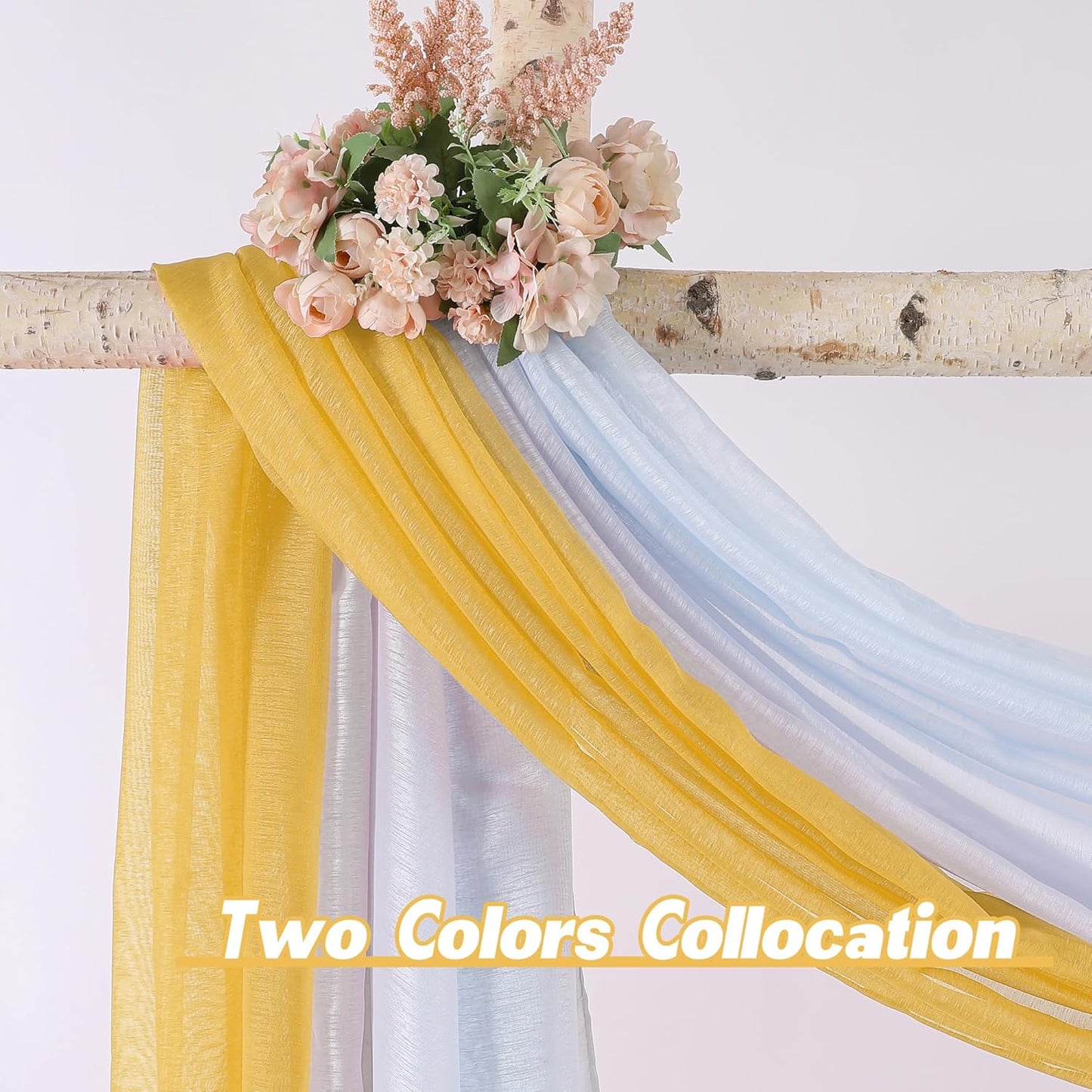 Amber Yellow Sheer Curtains Sheer Curtains Scarf Home Decoration - Semi Voile Scarf Valance for Wedding (1 Pack,W 52 x L 144 Inch)