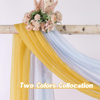 Amber Yellow Sheer Curtains Sheer Curtains Scarf Home Decoration - Semi Voile Scarf Valance for Wedding (1 Pack,W 52 x L 144 Inch)