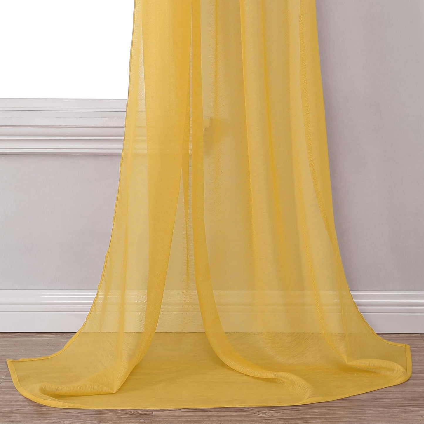 Amber Yellow Sheer Curtains Sheer Curtains Scarf Home Decoration - Semi Voile Scarf Valance for Wedding (1 Pack,W 52 x L 144 Inch)