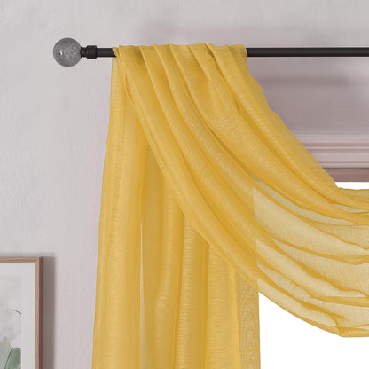 Amber Yellow Sheer Curtains Sheer Curtains Scarf Home Decoration - Semi Voile Scarf Valance for Wedding (1 Pack,W 52 x L 144 Inch)