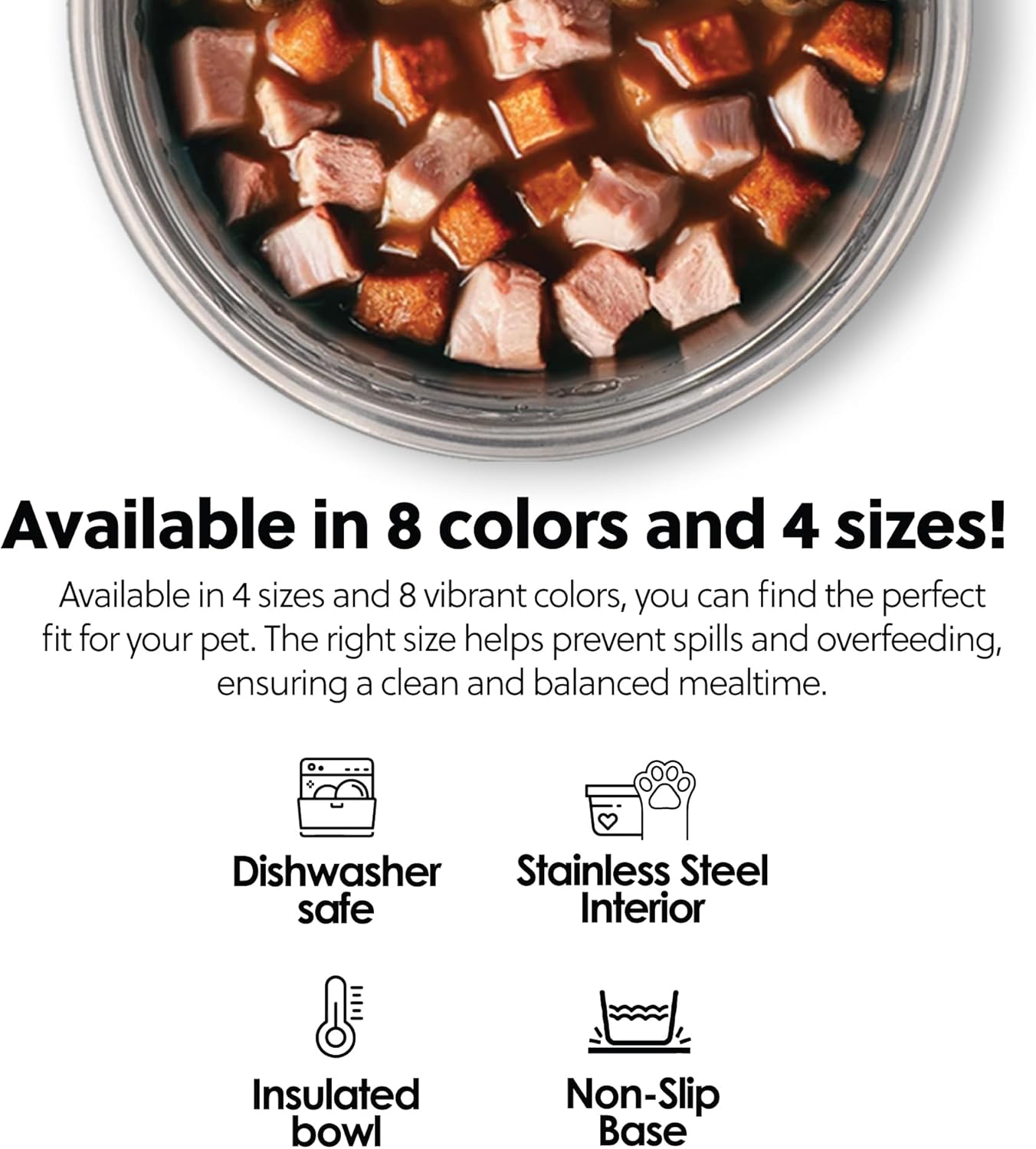 Thermocool Insulated Stainless Steel Pet Bowl - 8 Oz (X-Small) Non-Slip Feeding Dish Reduces Sliding & Spills, Keeps Water Cold & Food Warm, Dishwasher Safe (Orange)