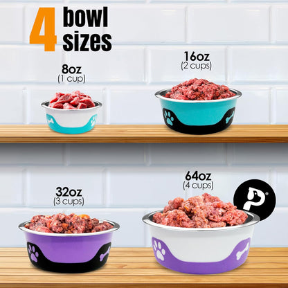 Thermocool Insulated Stainless Steel Pet Bowl - 8 Oz (X-Small) Non-Slip Feeding Dish Reduces Sliding & Spills, Keeps Water Cold & Food Warm, Dishwasher Safe (Orange)