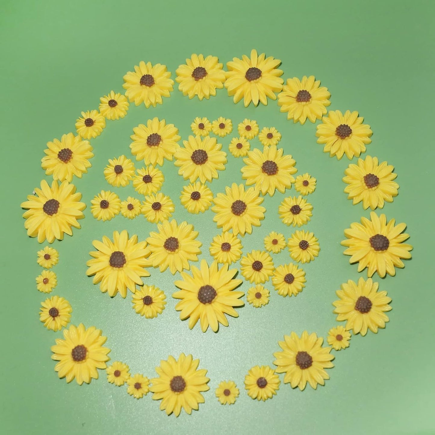 Resin Sunflower for Craft,50pcs Small Flatback Yellow Daisy for DIY | mini Decorative Flowers for Scrapbook Embellishment,DIY and Sunflower Party Decorations-No Hole