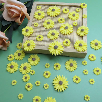 Resin Sunflower for Craft,50pcs Small Flatback Yellow Daisy for DIY | mini Decorative Flowers for Scrapbook Embellishment,DIY and Sunflower Party Decorations-No Hole