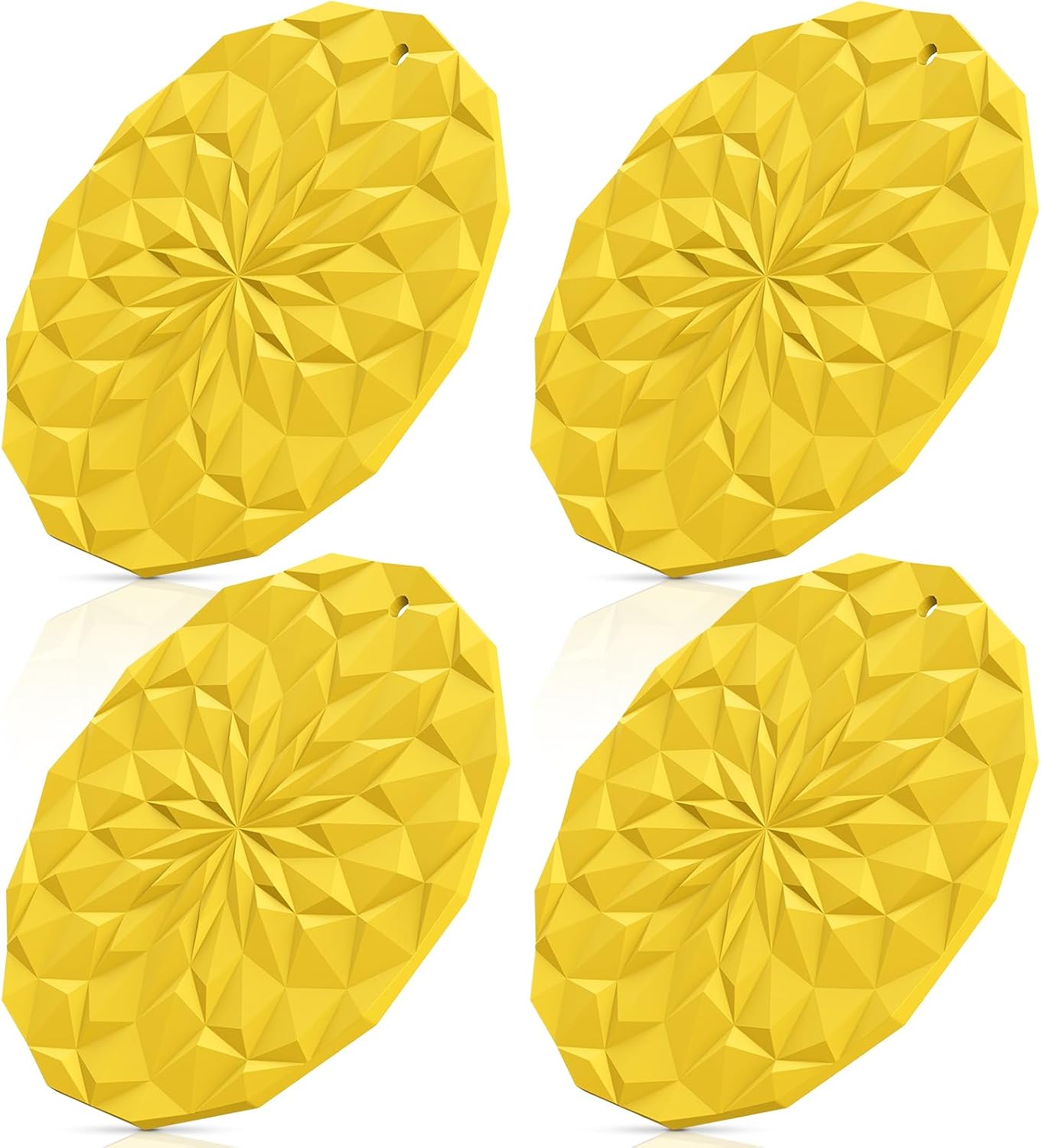 Silicone Trivet Mats - 4 Pack Pot Holders - 7.4'' Thickened Hot Pads for Hot pots, Pans and Dishes, Heat Resistant Silicone Trivet for Table and Counter Top Yellow