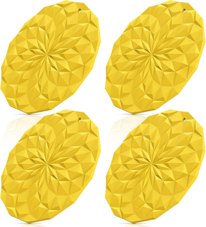 Silicone Trivet Mats - 4 Pack Pot Holders - 7.4'' Thickened Hot Pads for Hot pots, Pans and Dishes, Heat Resistant Silicone Trivet for Table and Counter Top Yellow