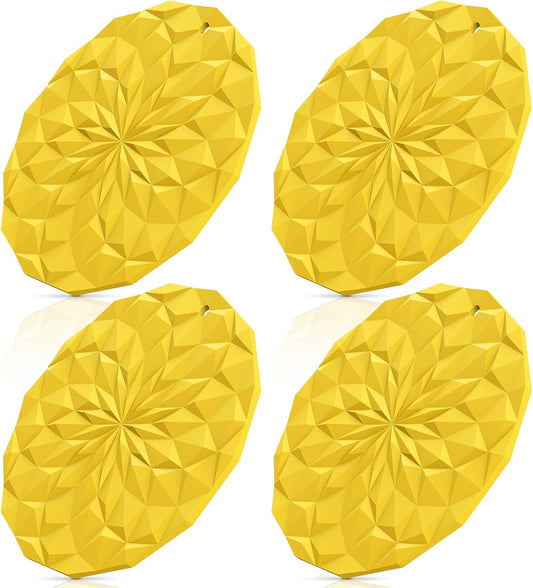 Silicone Trivet Mats - 4 Pack Pot Holders - 7.4'' Thickened Hot Pads for Hot pots, Pans and Dishes, Heat Resistant Silicone Trivet for Table and Counter Top Yellow