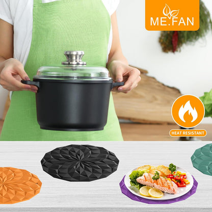 Silicone Trivet Mats - 4 Pack Pot Holders - 7.4'' Thickened Hot Pads for Hot pots, Pans and Dishes, Heat Resistant Silicone Trivet for Table and Counter Top Yellow