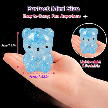 1 Pack Bear Squishy, Slow Rising Stress Relief Fidget Toys for Adults, Blue | Glitter Bear-Shaped Sensory Squeeze Toys, Calm Anxiety, Portable, Safe TPR Material, Soft Hand Toy for Office, Home or Travel