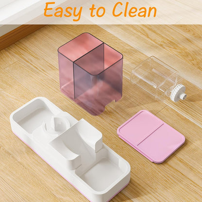 Automatic Cat Food and Water Dispenser Gravity Dog Feeder Auto Cat Feeder 2 in 1 Pet Food Dispenser for Cats Small Dogs(Pink)