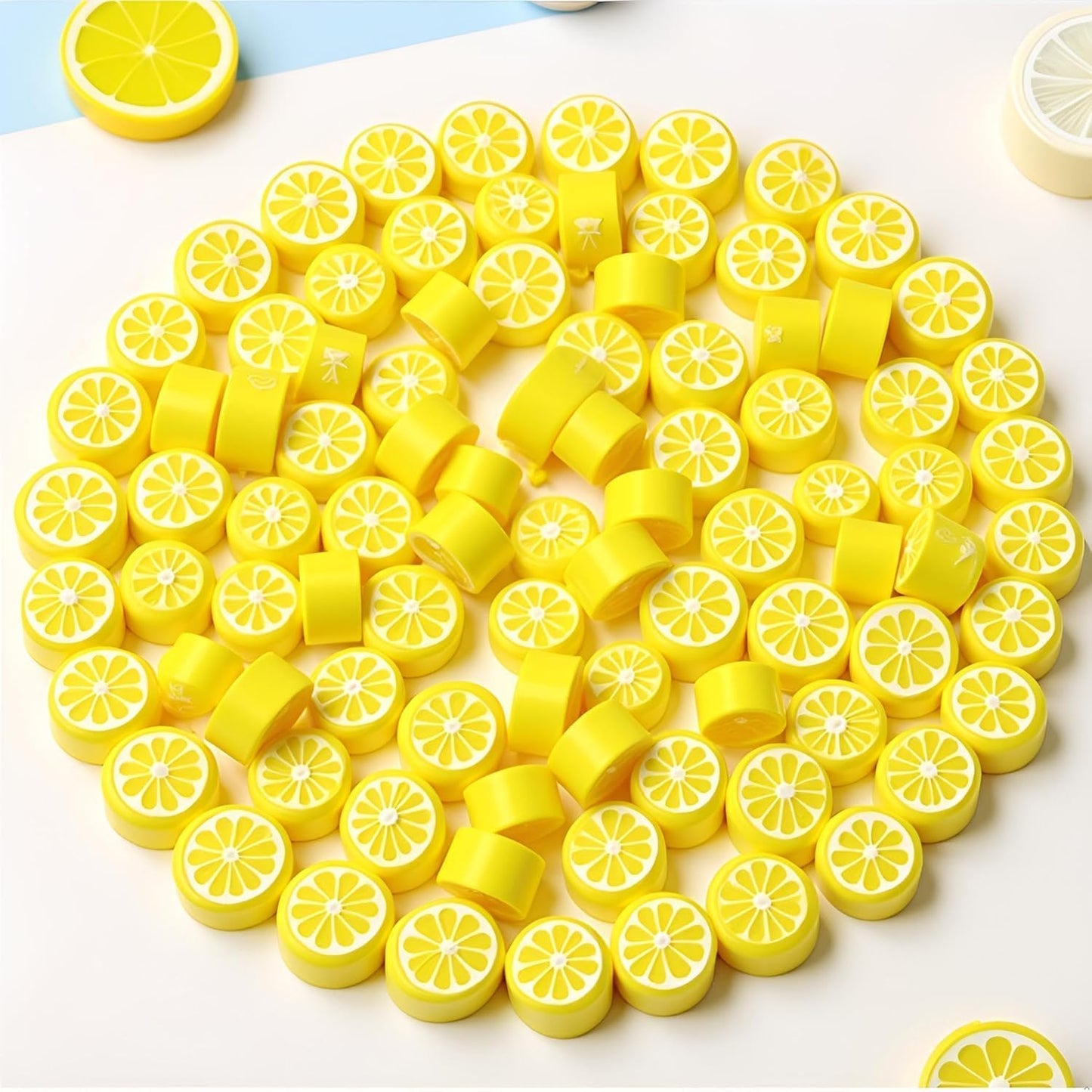 200Pcs Yellow Lemon Polymer Clay Beads Fruit Charm Beads Flat Spacer Beads Jewelry Making Supplies for Necklace Earring Bracelet Making Lemon, Decorations (10mm)
