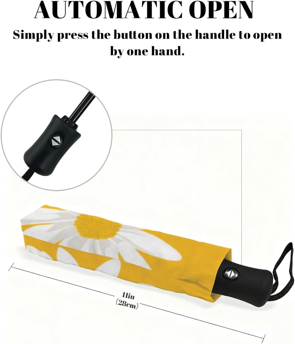 Portable Umbrella Windproof Sun Umbrella UV Protection Folding Umbrellas for Rain, Cute Travel Umbrellas Compact Parasol Automatic Open/Close, Lightweight & Packable