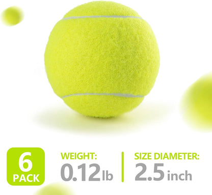6-Pack Tennis Balls for Beginner Training Practice- Bulk Dog Balls for Fetch Chew Toys(Neon Yellow)