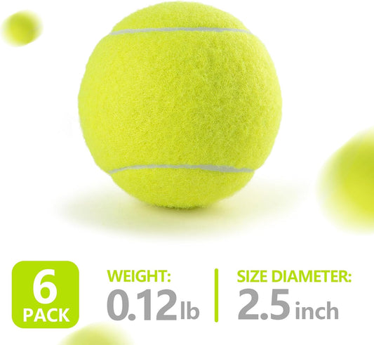 6-Pack Tennis Balls for Beginner Training Practice- Bulk Dog Balls for Fetch Chew Toys(Neon Yellow)