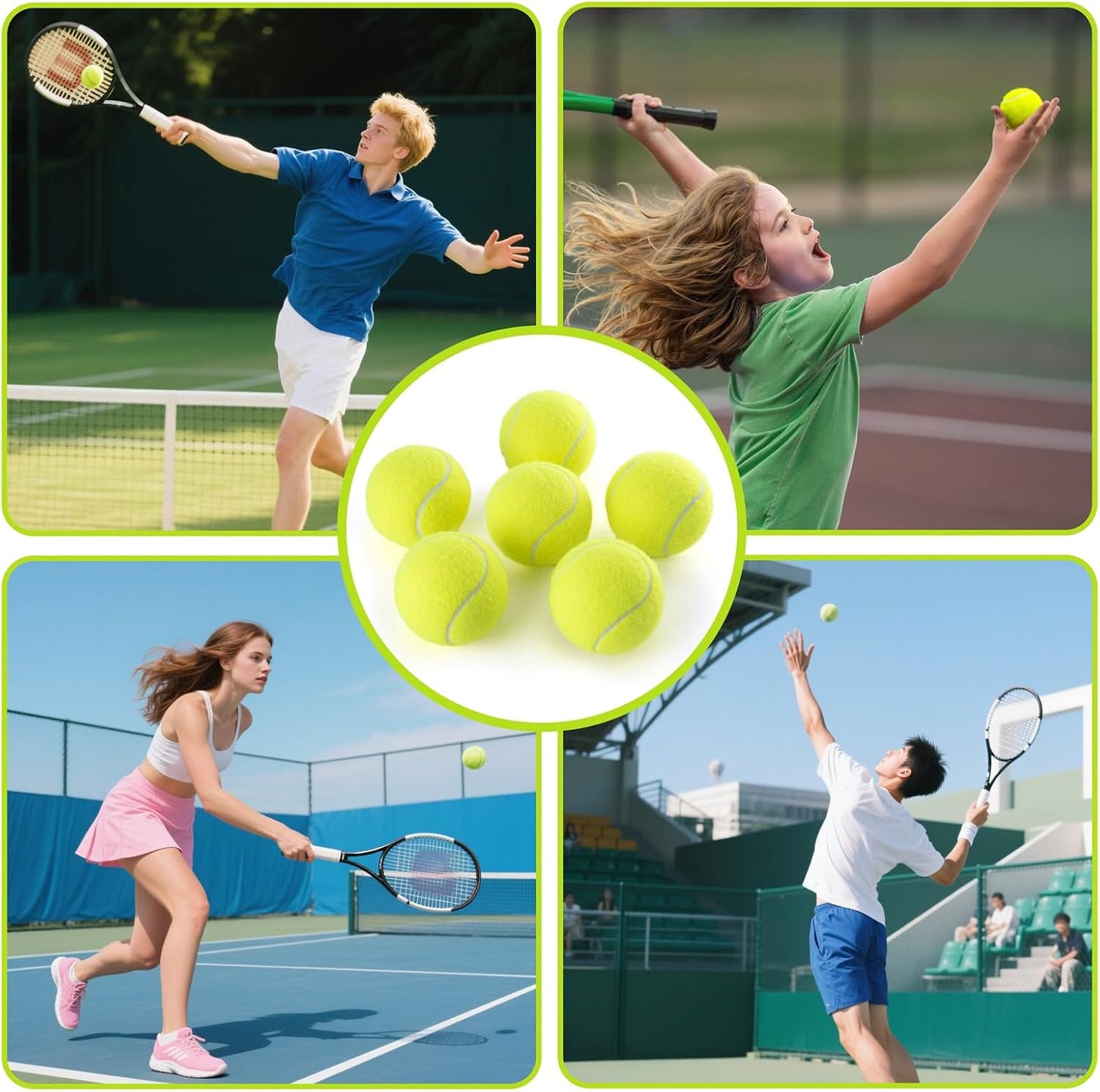 6-Pack Tennis Balls for Beginner Training Practice- Bulk Dog Balls for Fetch Chew Toys(Neon Yellow)