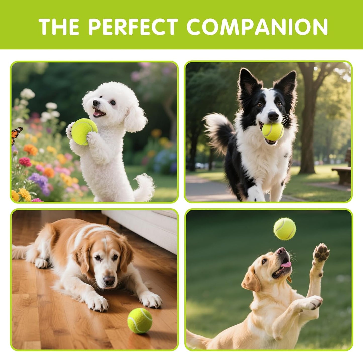 6-Pack Tennis Balls for Beginner Training Practice- Bulk Dog Balls for Fetch Chew Toys(Neon Yellow)