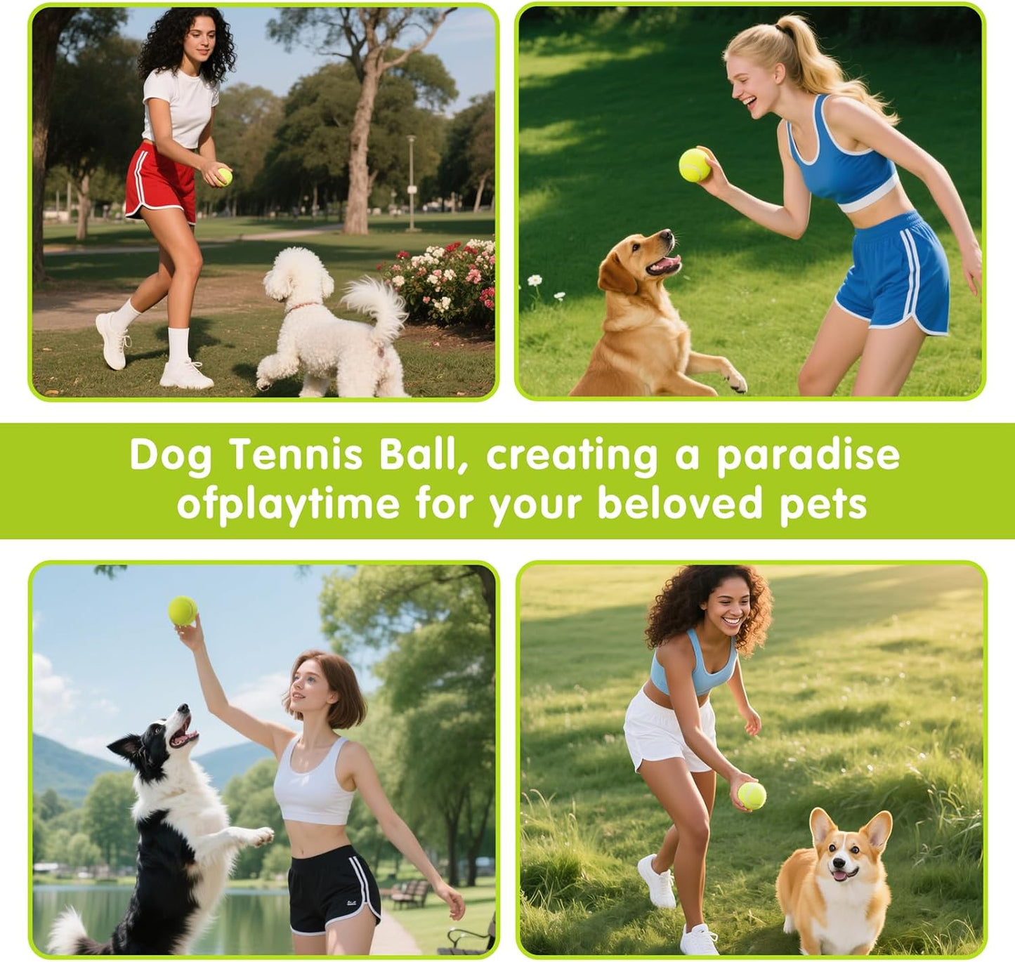 6-Pack Tennis Balls for Beginner Training Practice- Bulk Dog Balls for Fetch Chew Toys(Neon Yellow)