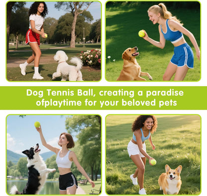 6-Pack Tennis Balls for Beginner Training Practice- Bulk Dog Balls for Fetch Chew Toys(Neon Yellow)