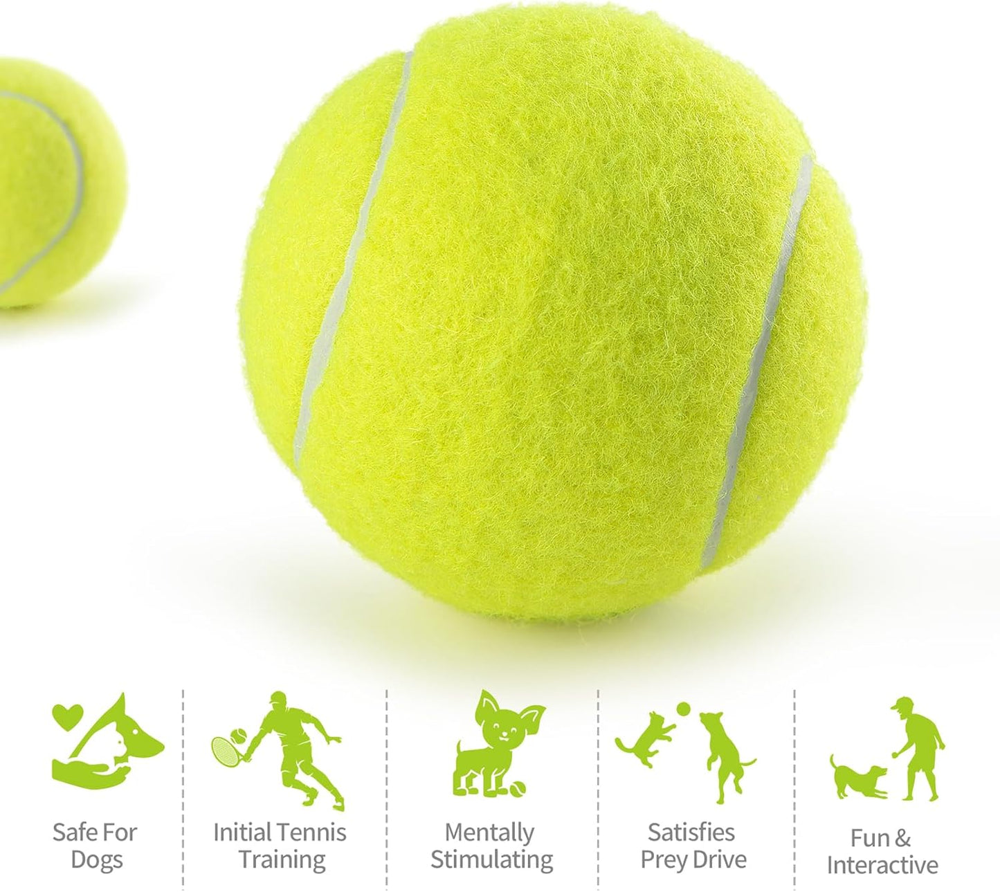 6-Pack Tennis Balls for Beginner Training Practice- Bulk Dog Balls for Fetch Chew Toys(Neon Yellow)