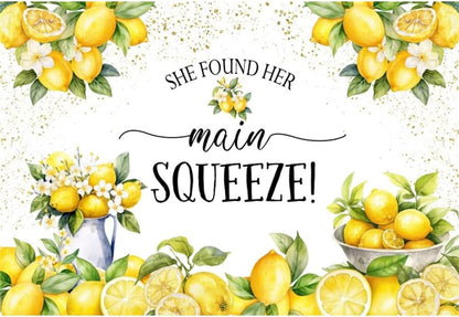 She Found Her Main Squeeze Lemon Backdrop Lemon Bridal Shower Decorations Background Miss to Mrs Newlywed Wedding Party Background Bride to Be Party Cake Table Banner Studio Props 6x4ft