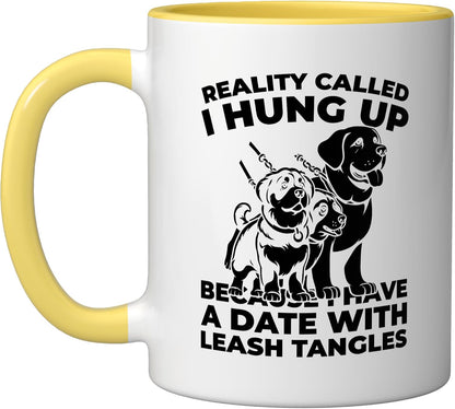 Exercise Pet Care Walking - Dog Walker Ceramic Mug, Yellow/White
