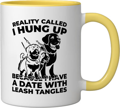 Exercise Pet Care Walking - Dog Walker Ceramic Mug, Yellow/White