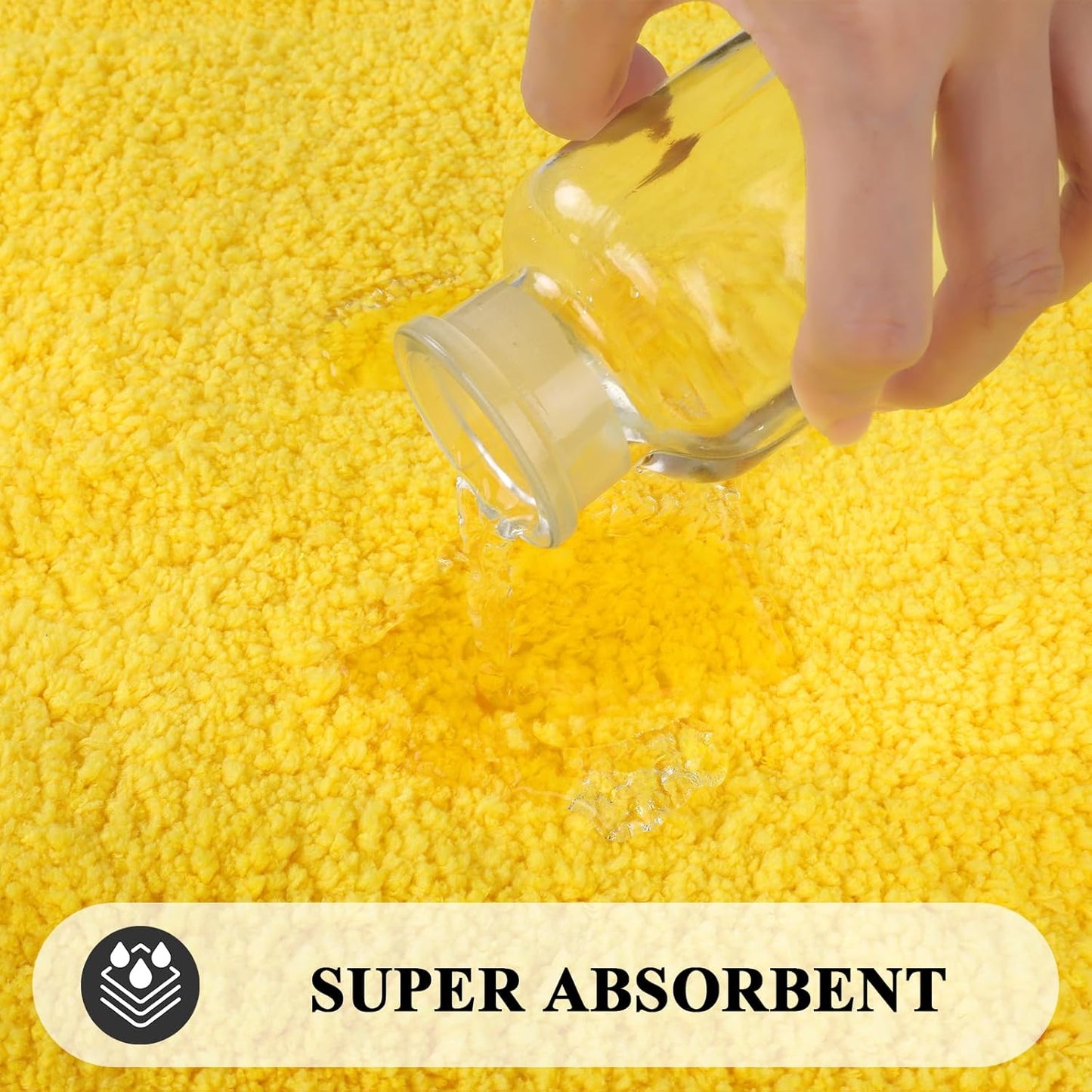 Super Soft Fluffy Bathroom Rugs 16x24 inch Non Slip Washable Bath Rugs Absorbent Bath Mats for Bathroom Floor Tub Shower Vanity Sink, Yellow 1'4" x 2'