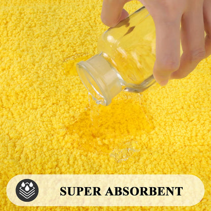 Super Soft Fluffy Bathroom Rugs 16x24 inch Non Slip Washable Bath Rugs Absorbent Bath Mats for Bathroom Floor Tub Shower Vanity Sink, Yellow 1'4" x 2'