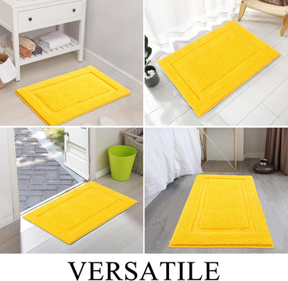 Super Soft Fluffy Bathroom Rugs 16x24 inch Non Slip Washable Bath Rugs Absorbent Bath Mats for Bathroom Floor Tub Shower Vanity Sink, Yellow 1'4" x 2'
