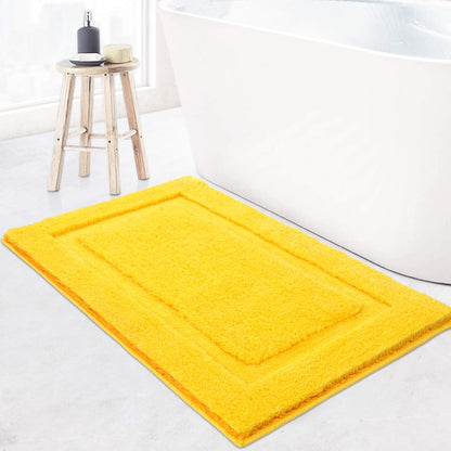 Super Soft Fluffy Bathroom Rugs 16x24 inch Non Slip Washable Bath Rugs Absorbent Bath Mats for Bathroom Floor Tub Shower Vanity Sink, Yellow 1'4" x 2'