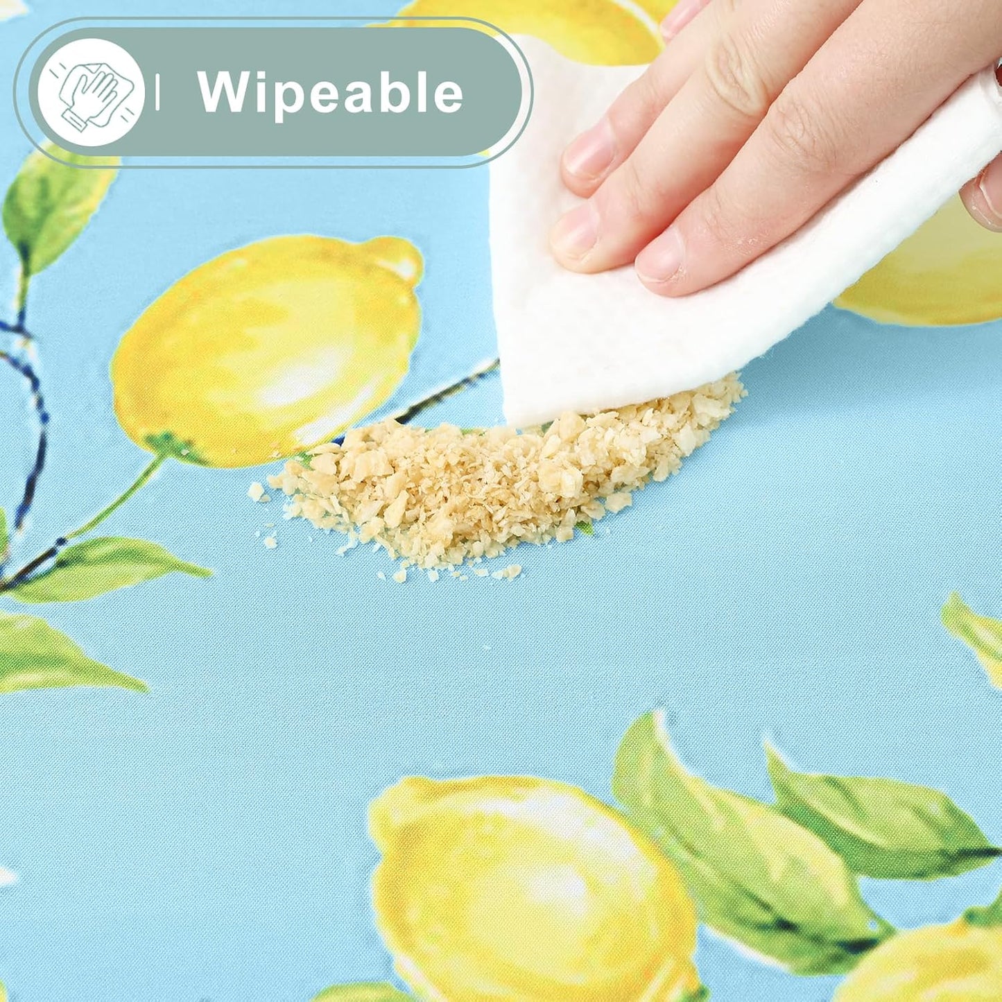 Picnic Table Cover with Bench Cover, Waterproof Elastic Fitted Tablecloth for 6 Foot Tables, Rectangle Washable Polyester Fabric Tablecloths for Picnic, Camping, Outdoor (Lemon, 30" x 72")