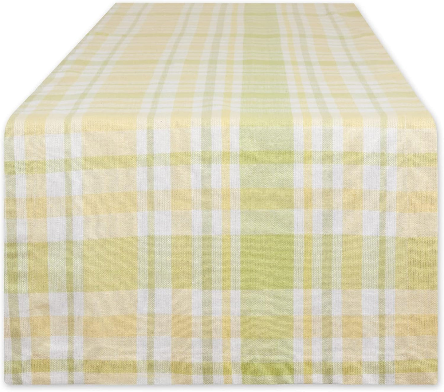 Lemon Bliss Plaid Cotton Tabletop Collection, Table Runner, 14x108