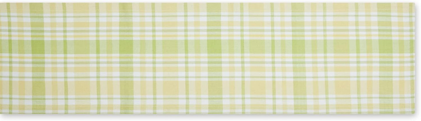 Lemon Bliss Plaid Cotton Tabletop Collection, Table Runner, 14x108