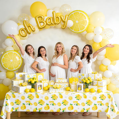 Lemon Tablecloth (3 Packs), 108x54 inches Lemons Summer Party Table Cover Rectangle Disposable Lemonade Table Cover for Lemonade Theme Birthday Wedding Shower Supplies Lemon Party Decorations