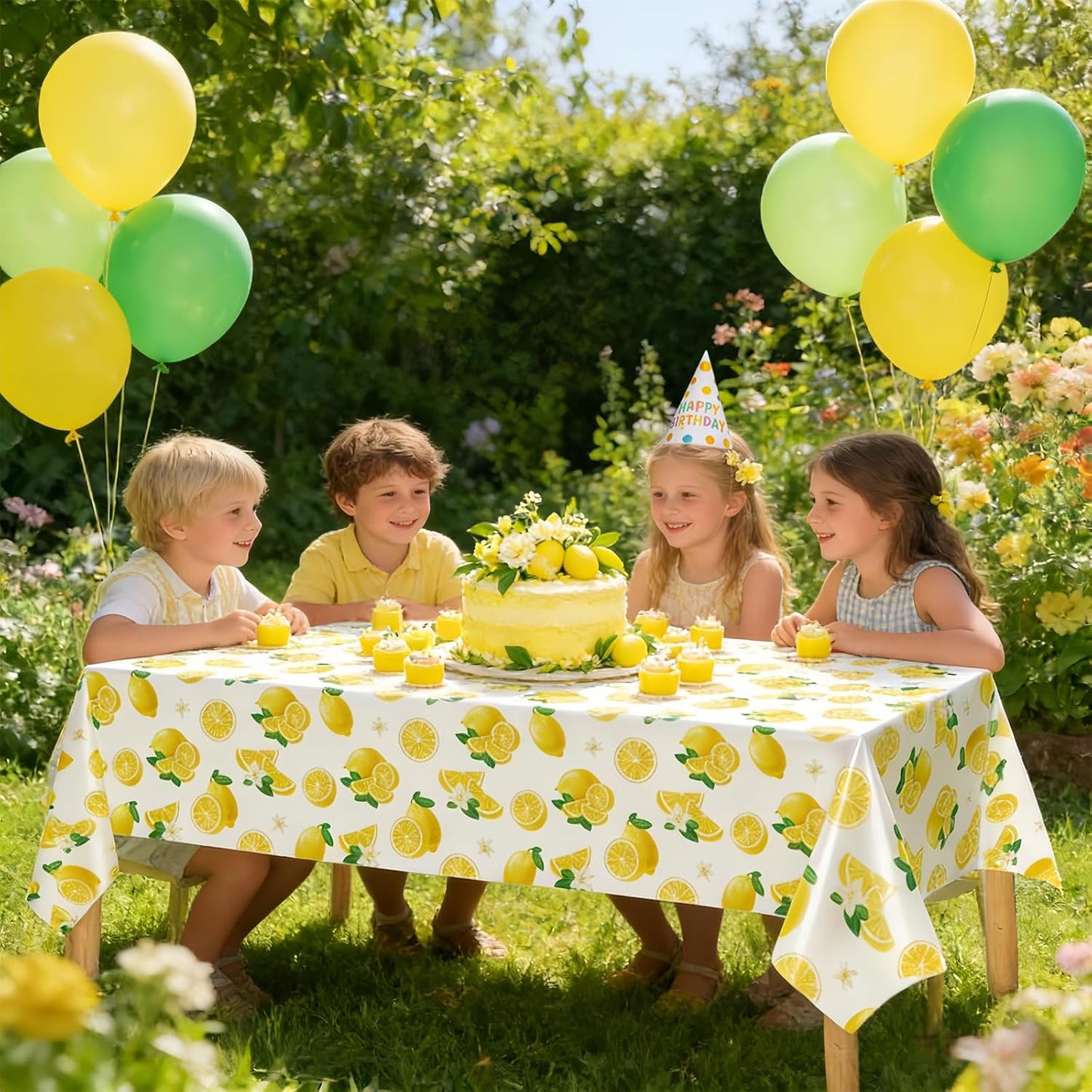 Lemon Tablecloth (3 Packs), 108x54 inches Lemons Summer Party Table Cover Rectangle Disposable Lemonade Table Cover for Lemonade Theme Birthday Wedding Shower Supplies Lemon Party Decorations
