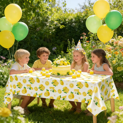 Lemon Tablecloth (3 Packs), 108x54 inches Lemons Summer Party Table Cover Rectangle Disposable Lemonade Table Cover for Lemonade Theme Birthday Wedding Shower Supplies Lemon Party Decorations