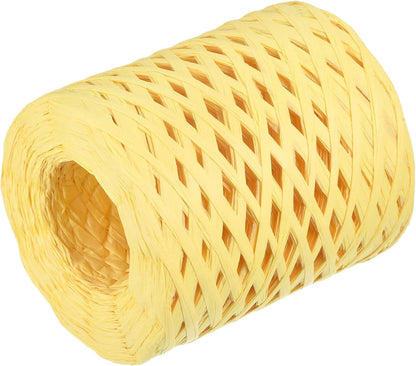 Raffia Paper Craft Rope Ribbon Packing Paper Twine 219 Yards Handmade Light Yellow for DIY Decoration Gift Packaging