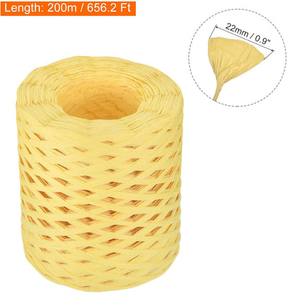 Raffia Paper Craft Rope Ribbon Packing Paper Twine 219 Yards Handmade Light Yellow for DIY Decoration Gift Packaging