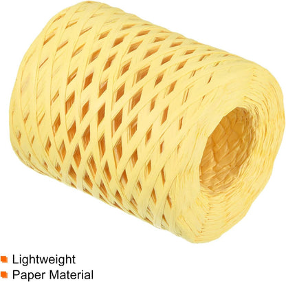 Raffia Paper Craft Rope Ribbon Packing Paper Twine 219 Yards Handmade Light Yellow for DIY Decoration Gift Packaging