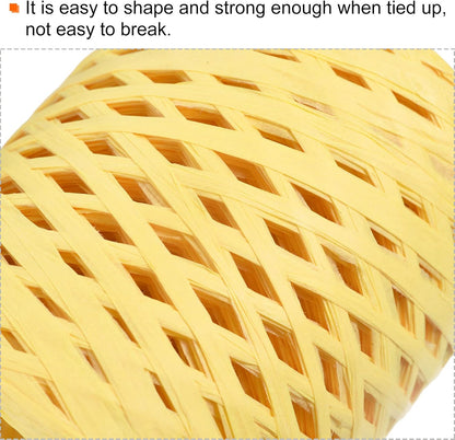 Raffia Paper Craft Rope Ribbon Packing Paper Twine 219 Yards Handmade Light Yellow for DIY Decoration Gift Packaging