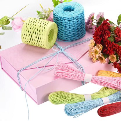 Raffia Paper Craft Rope Ribbon Packing Paper Twine 219 Yards Handmade Light Yellow for DIY Decoration Gift Packaging